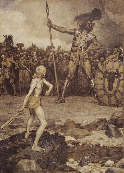Osmar Schindler, 1888, "David und Goliath". Colour lithograph