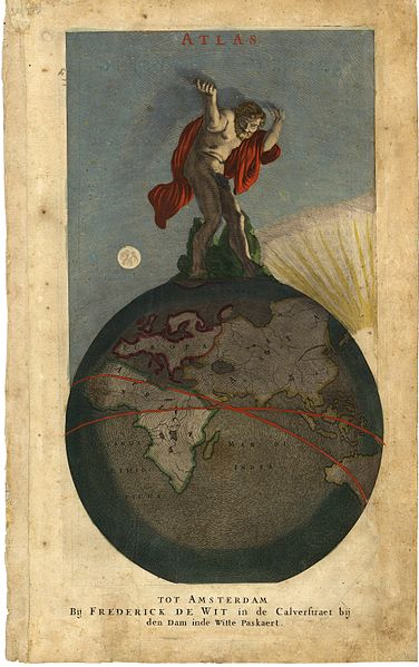 Frederick de Wit, 17th century, Atlas Standing on Earth, Holding up the Heavens