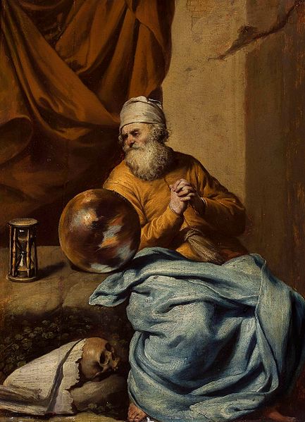 Gonzales Coques, ,17th century, Old man with an hourglass.