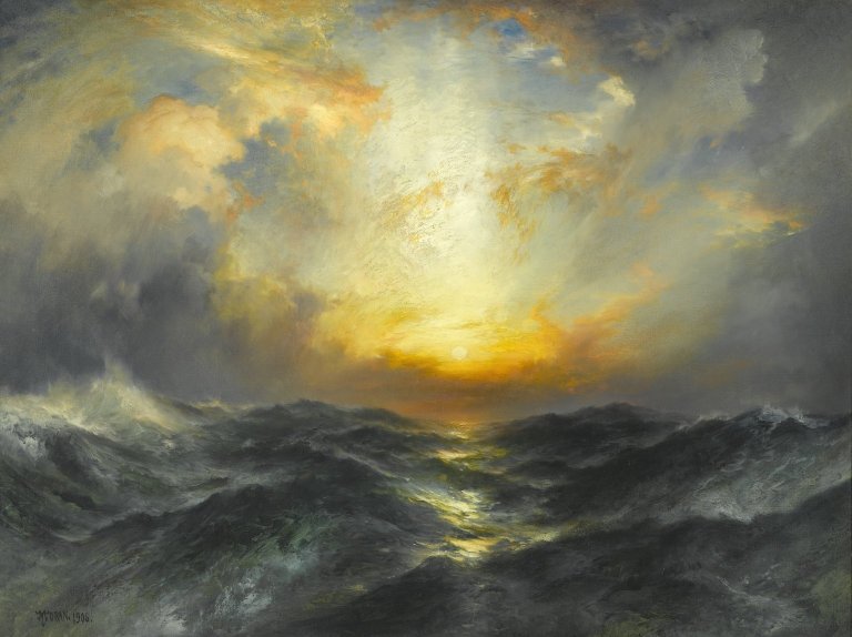Thomas Moran, 1906, Sunset at Sea